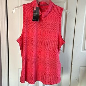 NWT Under Armour Golf Sleeveless Polo. Coral. Size L.